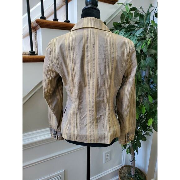 J. Jill Women Tan Polyester & Rayon Three Buttons Single Breasted Blazer Size 4 - Picture 6 of 12
